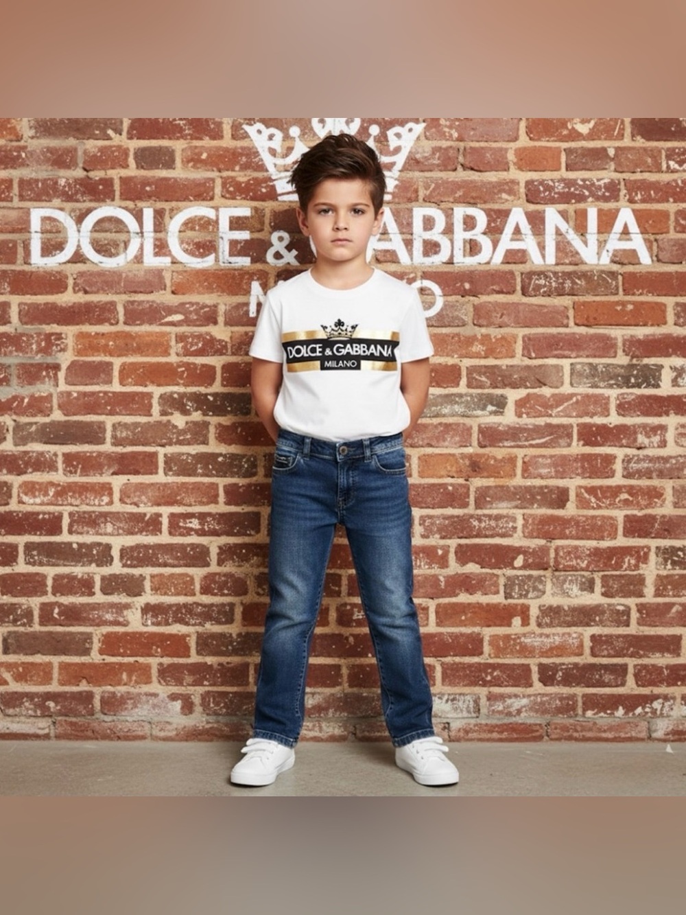 Authentic Dolce & Gabbana luxury designer kids denim jeans Sz 5 boys